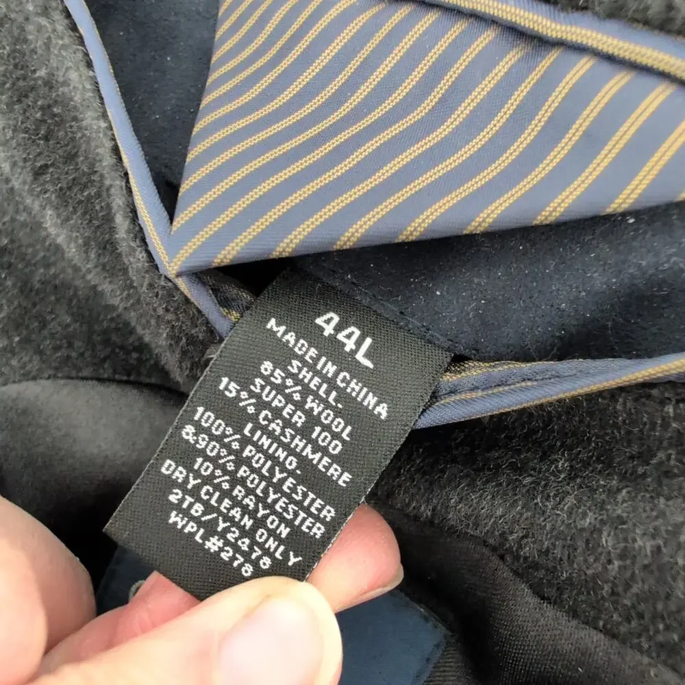 Jacob Siegel Men's Trench Coat 44L Colombo‎ Wool Cashmere Gray Italy Overcoat